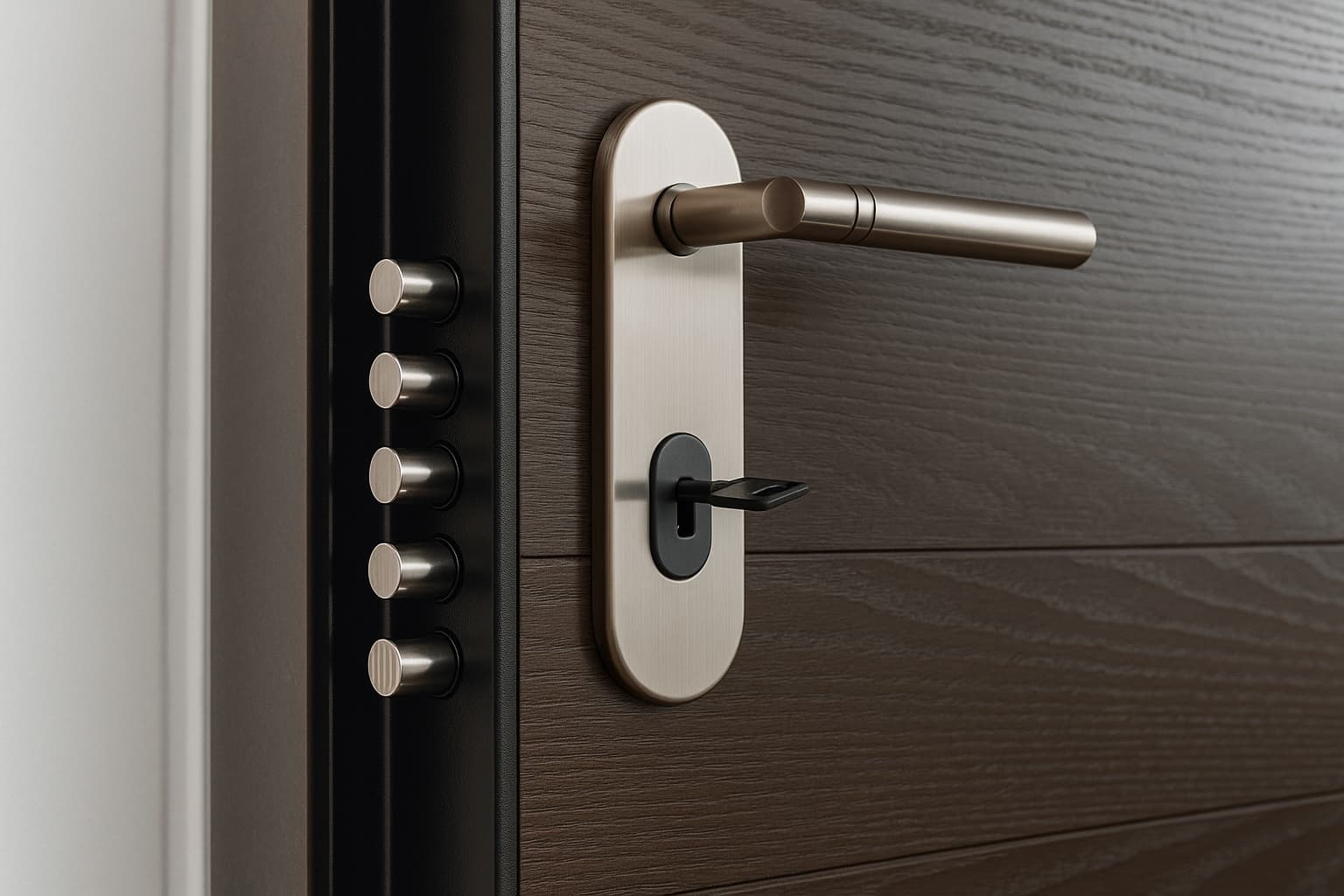 business front door with high-security lock