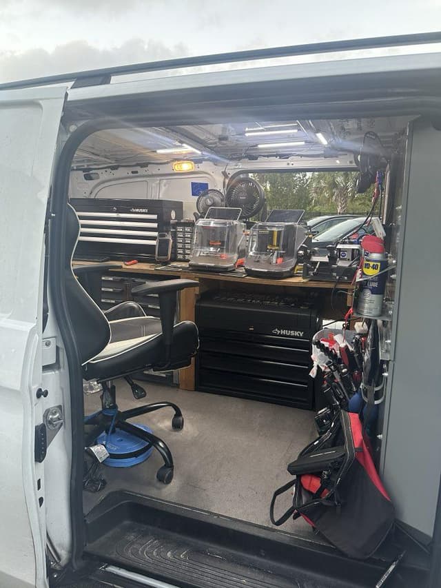 Professional locksmith at work